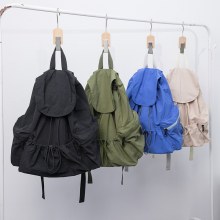 ファッションプリーツ巾着ナイロンバックパック女性のニッチトレンド大容量フリップ学生バックパック女の子のためのバックパック