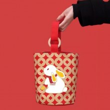 レッドバケツバッグかわいいキャンバスバッグ企業年次総会ギフトプリントハンドバッグ