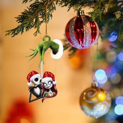 クリスマスデコレーション、アクリルフラットペンダント、クリエイティブなナイトメアービフォアクリスマスツリーハンギング