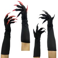 ハロウィングローブ ロングネイルグローブ スリーブ ヴァンパイアグローブ 魔女グローブ COS ゴーストクローグローブ ブラック