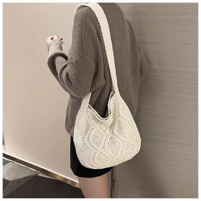 ニット バッグクロスボディバッグ大容量トートバッグ織りショルダーバッグ夏の女性の肥厚ショルダーバッグ