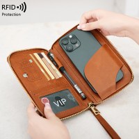 新しいRFIDパスポートホルダー、チケット収納、ドキュメントバッグ、ジッパー長財布、多機能旅行パスポートバッグ