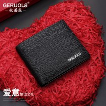 クロコダイル メンズ 財布本革 2024 新しい牛革ショート薄型財布カードホルダー彼氏のお父さんの誕生日ギフト