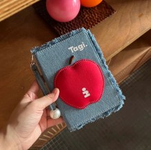 新作 レディース 財布 かわいい アップルデニム パスポート収納バッグ かわいい