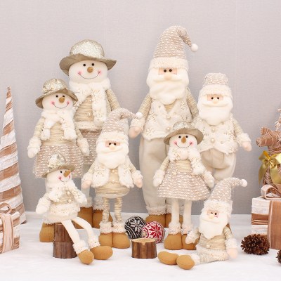 新しい明るい色の生地座ったり立ったり格納式老人雪だるま人形クリスマス装飾飾り