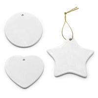 卸売クリスマスクリエイティブペンダント熱伝達ブランクセラミックペンダントコーティングされたセラミックペンダントぶら下げ装飾品プリントパターン