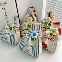 新しいチューリップフラワーニットハンドバッグレディースホリデーオープニング大容量ハンドバッグ