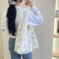 新しいレース蝶大容量キャンバスショルダーバッグ女性の怠惰なスタイル韓国スタイル芸術的なベストバッグ学生ハンドバッグ