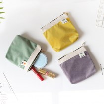 女性用コーデュロイ財布、韓国風、新鮮なカラーマッチングデザイン、シンプルなミニ小銭入れ、冬に最適