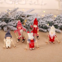 クリスマスデコレーション、クリエイティブクリスマスオーナメント、木製スキー人形、クリスマスツリーペンダント、ミニ人形