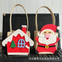 新しい装飾漫画サンタクロースキャンディバッグクリスマスイブトートバッグフェルトバッグ