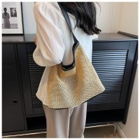 大容量のシンプルな織バッグ女性の 2024 夏のビーチ休暇トートバッグニッチデザイン多目的脇の下バッグ