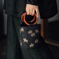 レトロフォーチュンバケツバッグ円筒形バッグ秋冬中国風