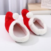 クリスマスかわいい綿スリッパ赤い漫画サンタ クロースのエルフの靴クリスマス装飾スリッパ