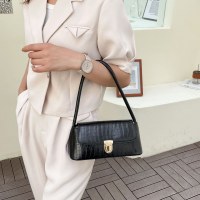 クロコダイル柄バゲットバッグ、ファッショナブルな質感、女性用の軽くて高級なハンドバッグ、肩掛けバッグ