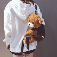 バッグ新しいトレンディなかわいいバックパック女性のぬいぐるみオートバイクマバックパック動物人形カレッジスタイルスクールバッグ