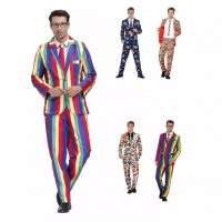 ハロウィンメンズナイトクラブホストステージ衣装パフォーマンス服パーソナライズされたディスコホリデーパーティーLOVEスーツ制服