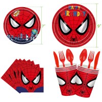 新しいスパイダーマンシティヒーローテーマ子供の誕生日紙皿紙コップティッシュ 4 点セット食器パーティー用品