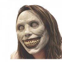 新しいハロウィーンホラーマスクcosエクソシストは白い顔と白い目の悪魔のマスクを微笑む