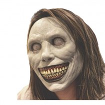 新しいハロウィーンホラーマスクcosエクソシストは白い顔と白い目の悪魔のマスクを微笑む