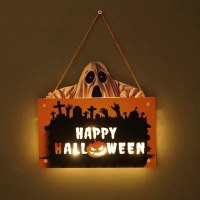新しいハロウィーンホラーゴーストカボチャランプクラフトウッドドアパネルサスペンション装飾小道具
