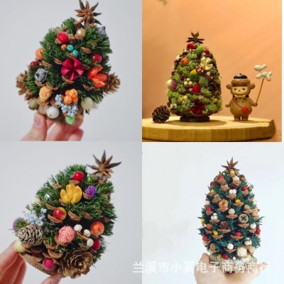 燭台クリスマスツリー松ぼっくり DIY 籐リース手作り素材パッ ケージ 活動クリスマス装飾ギフトドライフラワー