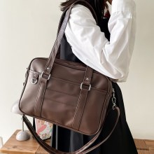 日本のカレッジスタイル JK 制服バッグ PU レディースバッグクロスボディハンドバッグ学生クラスの通勤バッグ無地ショルダーバッグ