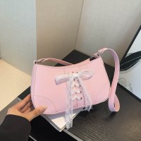 甘いガーリーバレエスタイル弓ハンドバッグ 2024 新ファッションニッチ通勤レースショルダー脇の下バッグ