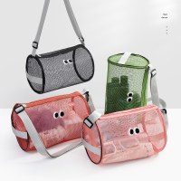 大きな目通気性メッシュバケットバッグ旅行ポータブルクロスボディバッグ通気性トイレタリーバッグ大容量トラベルショルダーバッグ