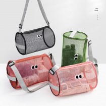 大きな目通気性メッシュバケットバッグ旅行ポータブルクロスボディバッグ通気性トイレタリーバッグ大 容量 トラベルショルダーバッグ
