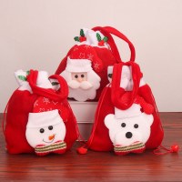 クリスマス装飾起毛布キャンディーアップル巾着ポケットハンドバッグ子供幼稚園ギフトバッグ用品卸売
