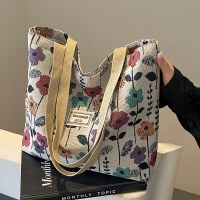大容量の中国風キャンバスバッグ女性のための 2024 新しい通勤トートバッグ女性のための大学学生クラスのショルダーバッグ