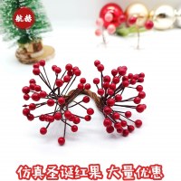 6 ミリメートル双頭ベリー模擬クリスマス赤い果実 diy 手作りクリスマス織りリース材料アクセサリーベリー装飾