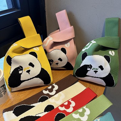 トートバッグ、万能パンダのお土産バッグ、おじいちゃんパンダと同じスタイルのニットバッグ、誕生日プレゼントの実用的なバッグ