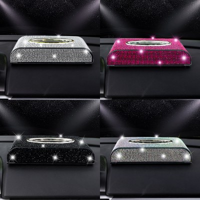 車のダイヤモンドがちりばめられたティッシュボックス、自宅のリビングルーム、ホテルの高級ティッシュボックス、車のダッシュボードアームレストボックスティッシュボックス