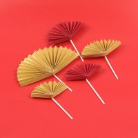 中国風扇子ケーキデコレーションプラグイン高齢者の誕生日デコレーションプラグイン新年ホットスタンピングファン 10 パック
