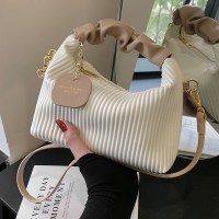 テクスチャー縦ストライプハンドバッグ 2023 新しいニッチデザインシングルショルダークロスボディバッグ西洋スタイルの多用途バッグ女性のための