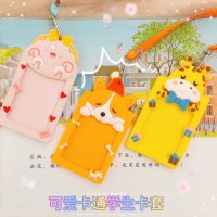 クリエイティブな三次元バスカードホルダー、ソフトラバー学生ホルターカードホルダー、かわいい漫画の銀行カードホルダー