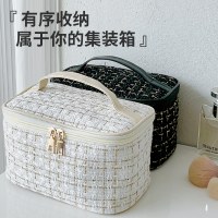 新しい韓国スタイルのチェック柄小さな香りポータブル大容量高価値化粧品収納袋ポータブル