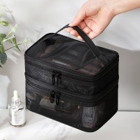 新しいメッシュ化粧品バッグ、大容量、ハイエンド化粧品収納バッグ、高価値収納トイレタリーバッグ