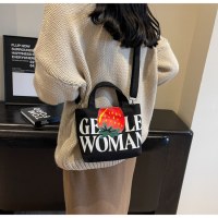 2024 ファッションレターキャンバスミニ小さなスクエアバッグ女性のカジュアルウエスタンスタイルクロスボディハンドバッグ