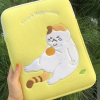 インかわいい漫画オレンジ猫ラップトップ ipad 11 インチタブレットインナーバッグ 14/15 保護収納袋