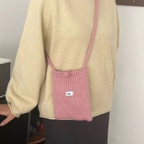 新しい秋冬の韓国風手編みバッグ、かわいい携帯電話バッグ、レディースニットウール多用途クロスボディバッグ