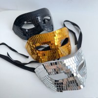 ハロウィンハーフフェイスミラーマスク反射ガラス工芸品ディスコボールパーティーマスク装飾
