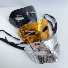 ハロウィンハーフフェイスミラーマスク反射ガラス工芸品ディスコボールパーティーマスク装飾