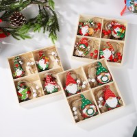 新しいクリスマス塗装木製ペンダントサンタギフトクリスマスツリー 12 個箱入り装飾卸売