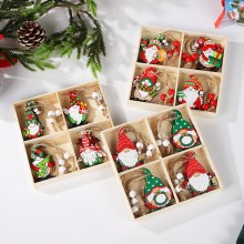 新しいクリスマス塗装木製ペンダントサンタギフトクリスマスツリー 12 個箱入り装飾卸売