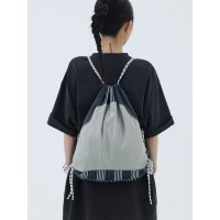 アウトドア用軽量ストライプとグレーの立体刺繍クロスボディバックパックバッグ