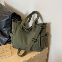 新しいコーデュロイトートバッグ女性の通勤大容量学生クラスショルダーハンドバッグシンプルな仕事クロスボディバッグ