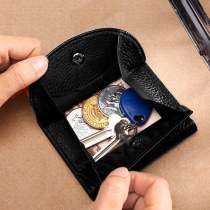 本革小銭入れヨーロッパとアメリカの メンズ ショートバックルルーズマネーバッグコイン財布抗RFIDカード盗難